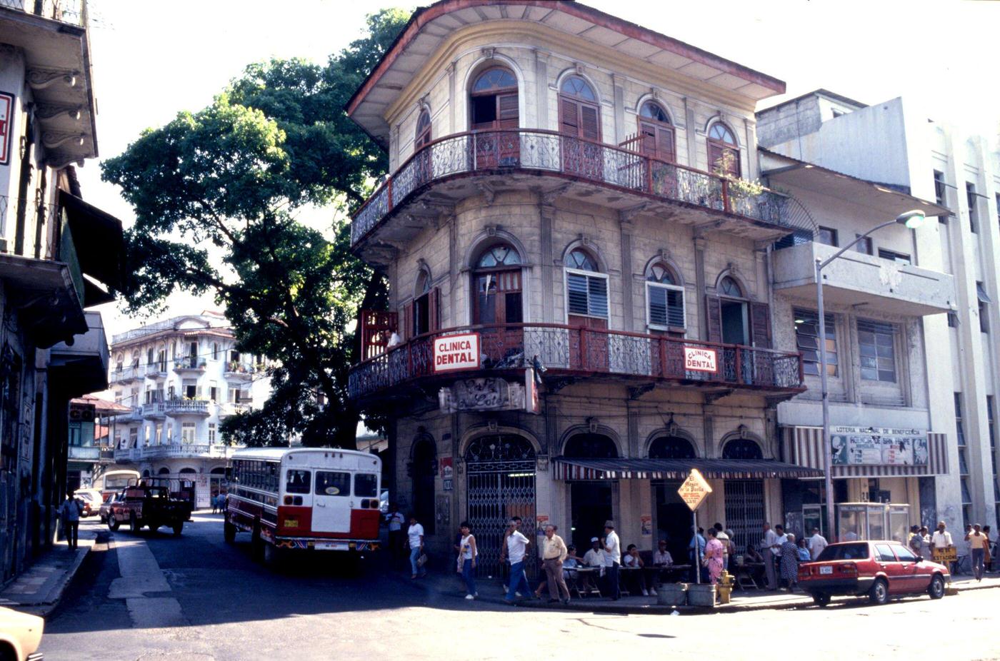 A building containing a dental clinic in downtown Havana, Cuba, 1991.