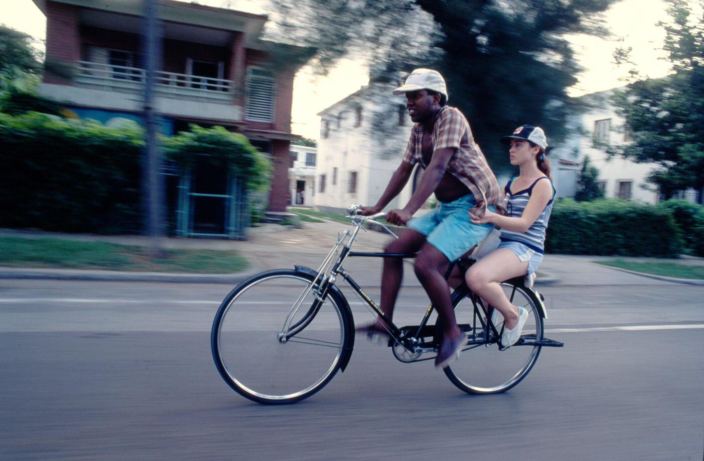 Bicycles being the main form of transport for many in Havana, Cuba, 1991.