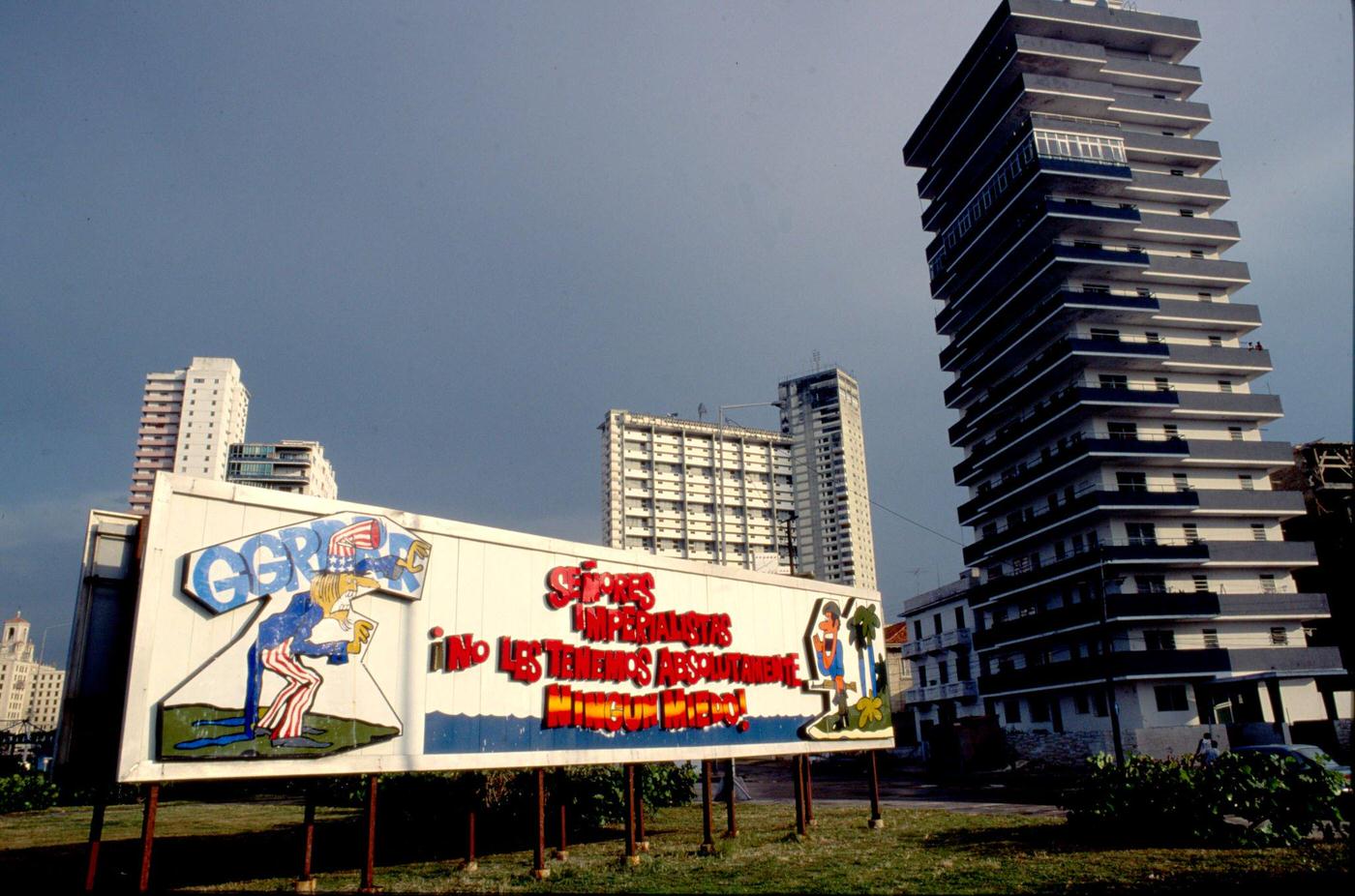 An anti-American sign in downtown Havana, Cuba, 1991.