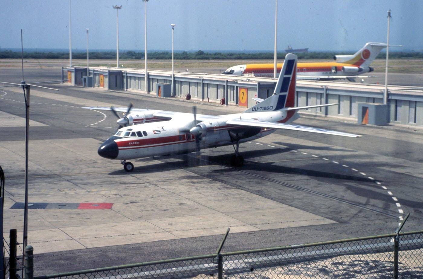 An AeroCuba plane at José Martí International Airport, Havana, Cuba, 1991.