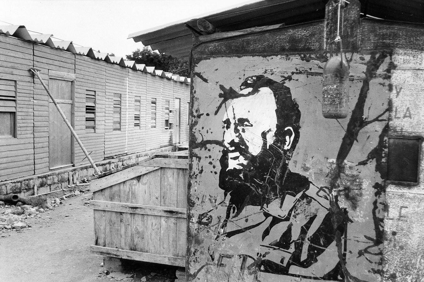 Abandoned portrait of Fidel Castro on a construction site in Varadero, Cuba, 1994.