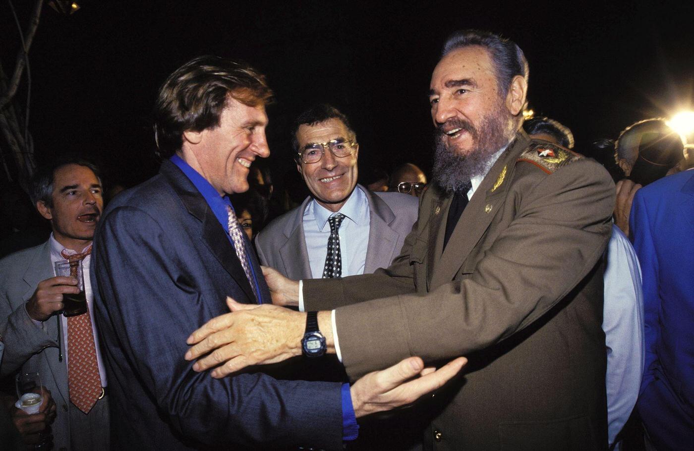 G Bourgoin and Gerard Depardieu in Cuba, November 27, 1996.