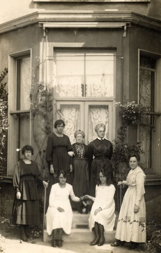 Ladies outside the french window