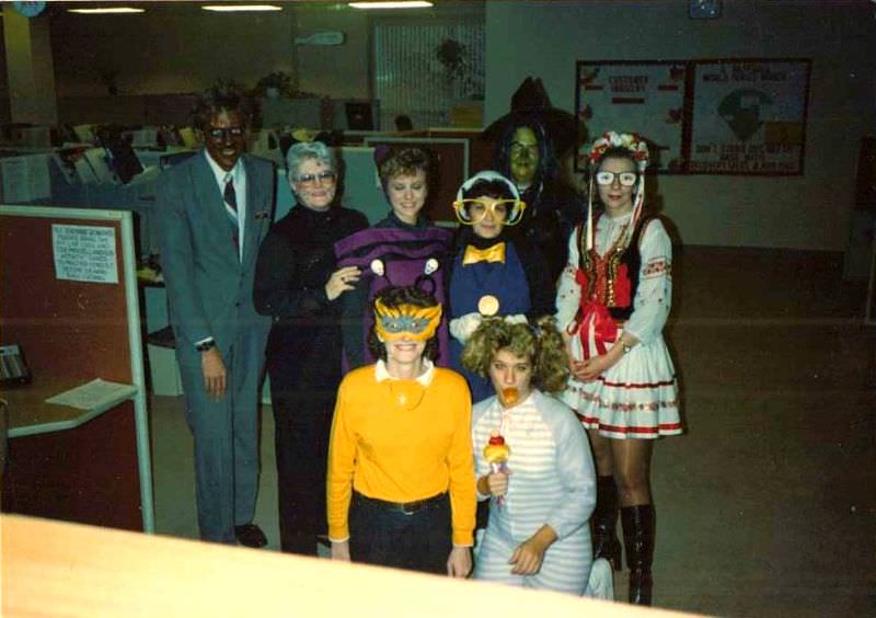 Halloween office party, 1960s.