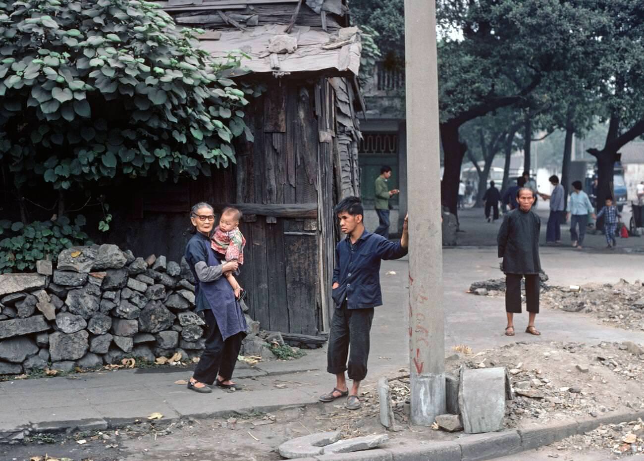 Guangzhou surburbs, grandmother childcare, China, 1980s