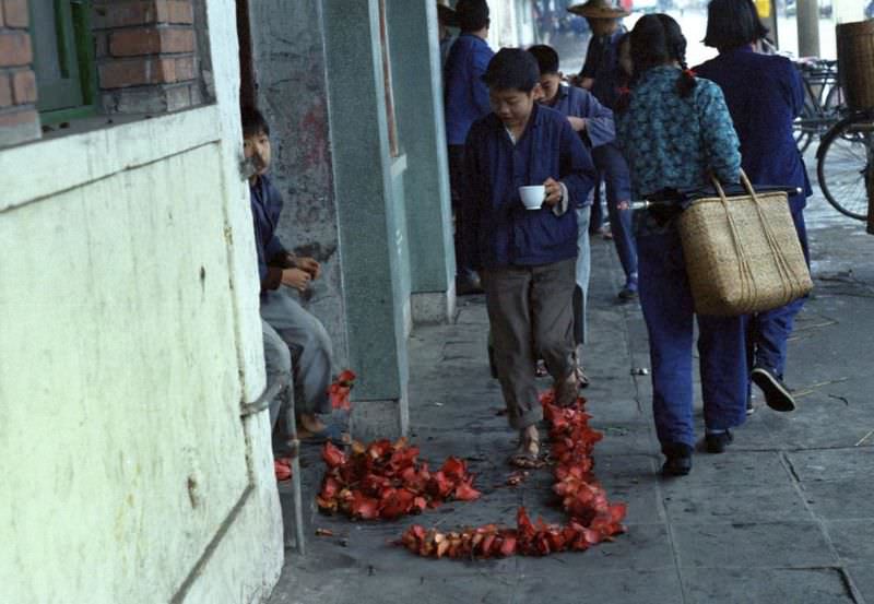 Young street seller, Guangzhou, 1978