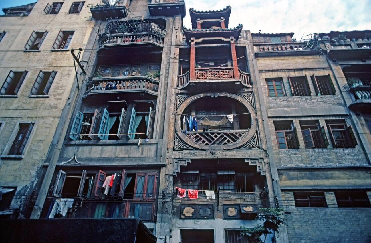 Old style apartments in Guangzhou, China, 1980