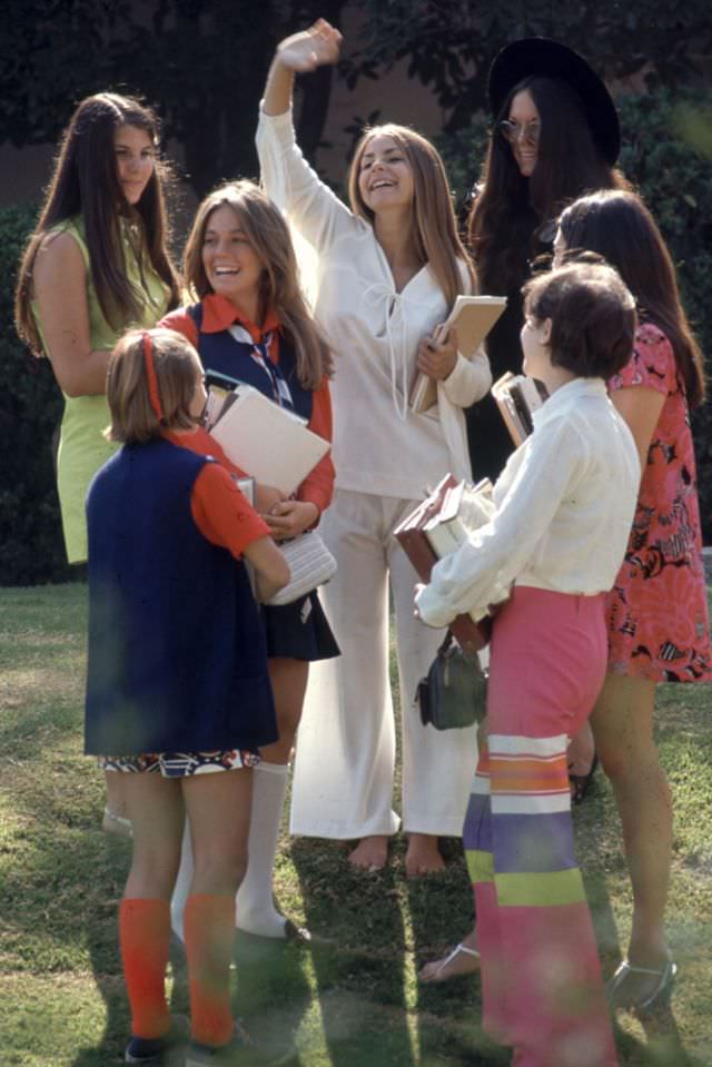Beverly Hills High classmates showed off their fashions, 1969.