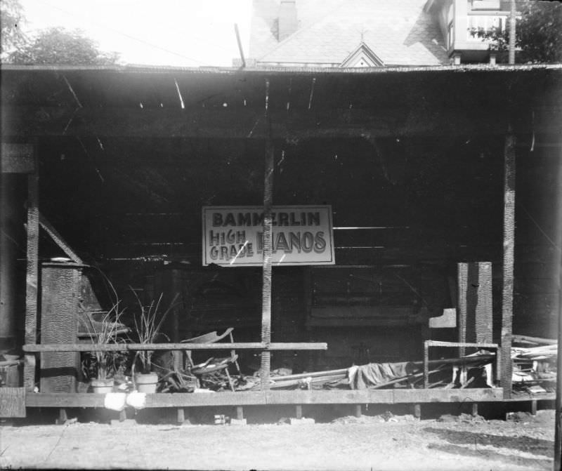 Bammerlin Piano booth after fire, 1898