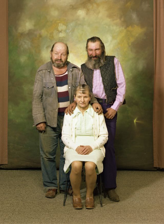 A family portrait of two men and one woman, 1979
