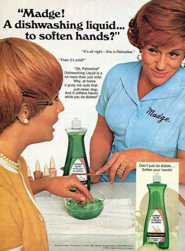 Vintage Palmolive Ads with the Legendary Madge that Sparked Laughter and Cleaned Up Hearts!