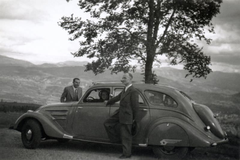 Peugeot 402 B, countryside, France, June 5, 1949