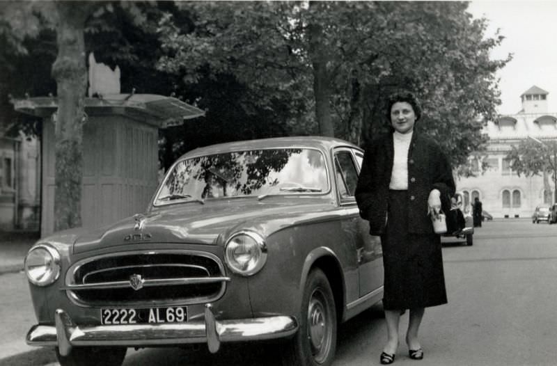 Peugeot 403, Rhône, France, April 15, 1955