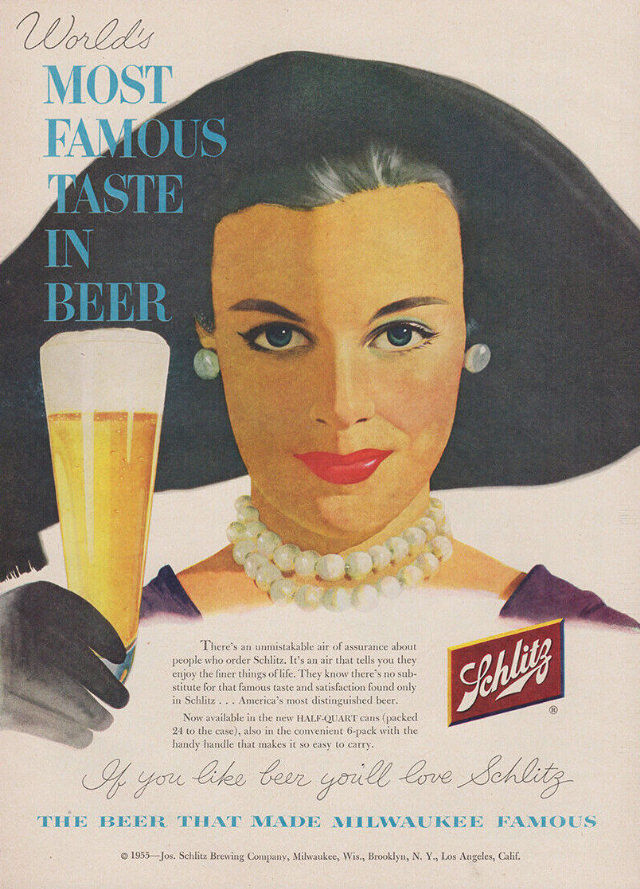 Interesting Story and Vintage Ads of Schlitz Beer from the 1950s and 1960s