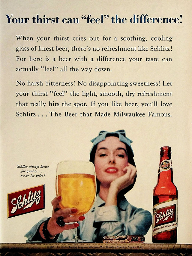 Interesting Story and Vintage Ads of Schlitz Beer from the 1950s and 1960s