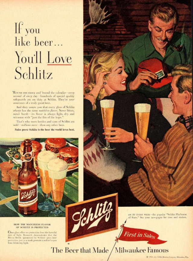 Interesting Story and Vintage Ads of Schlitz Beer from the 1950s and 1960s