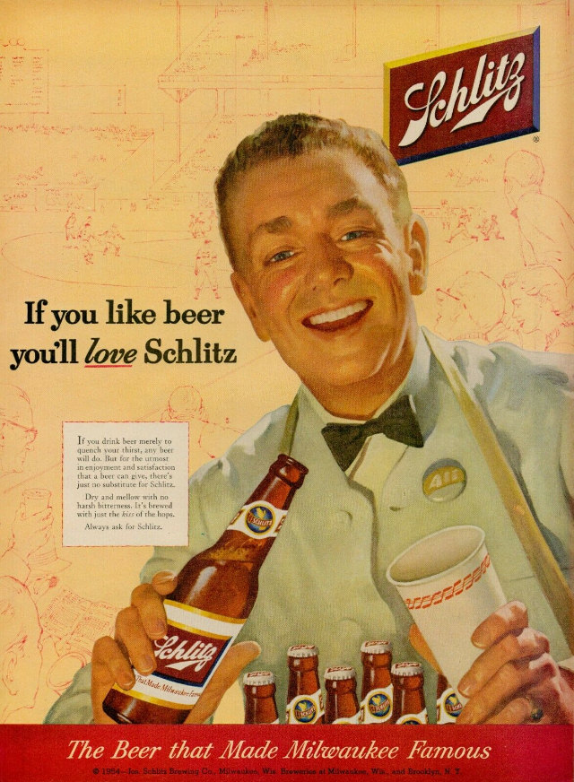 Interesting Story and Vintage Ads of Schlitz Beer from the 1950s and 1960s