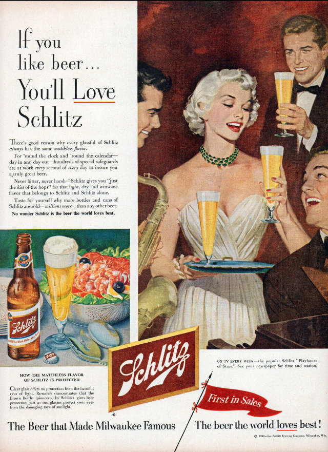 Interesting Story and Vintage Ads of Schlitz Beer from the 1950s and 1960s