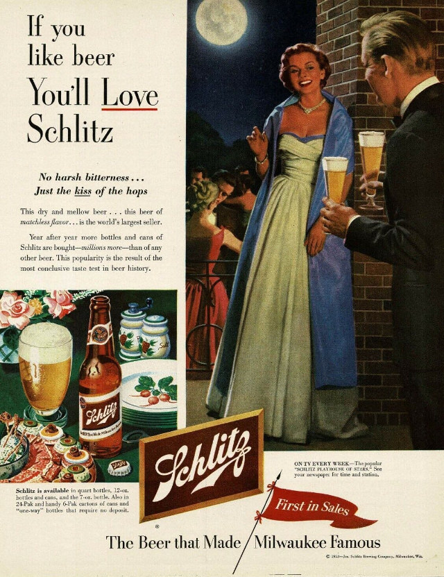 Interesting Story and Vintage Ads of Schlitz Beer from the 1950s and 1960s