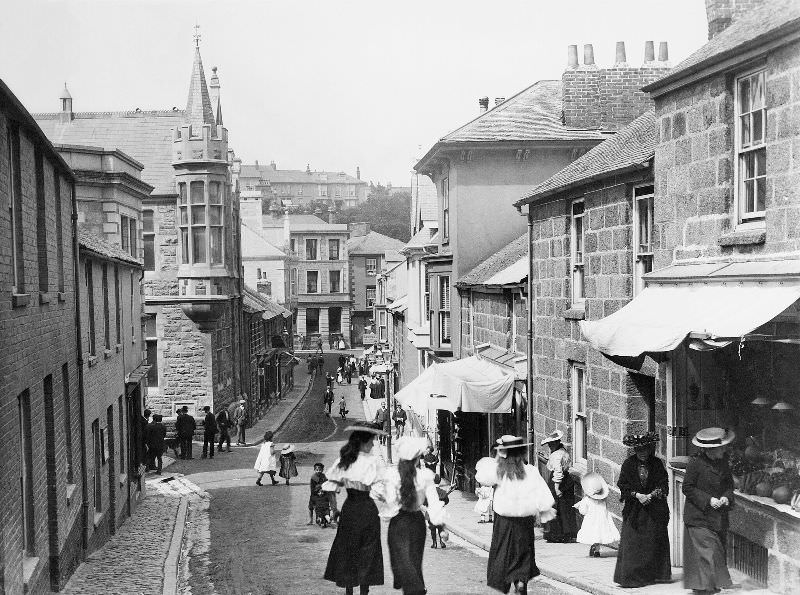 Looking down Tregenna Hill toward Tregenna Place, St. Ives, Cornwall