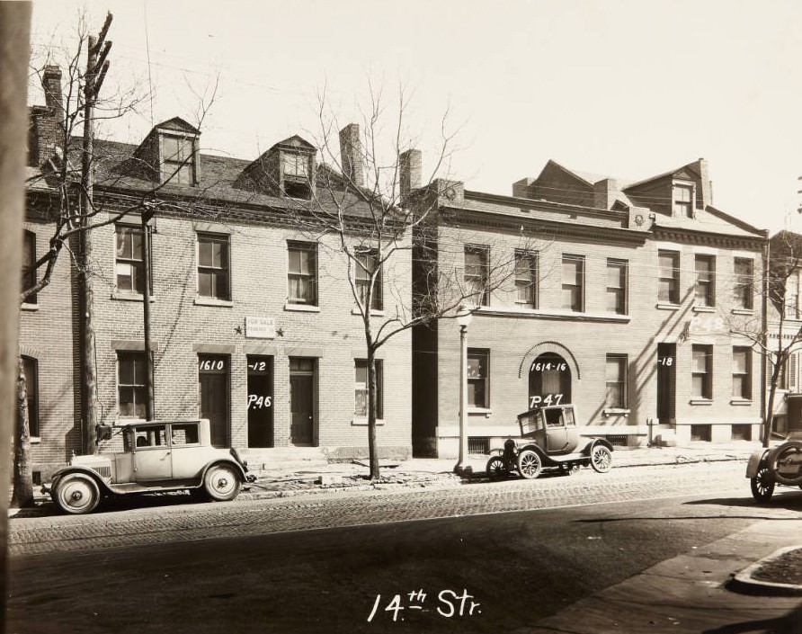 Multi-family homes on the 1600 block of Fourteenth Street in 1920.