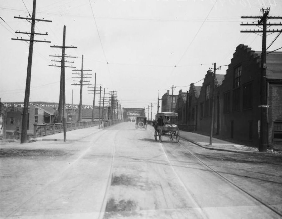 View north of the south portal of the 21st Street Railroad Bridge, 1925