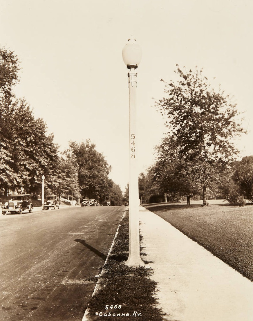 Lamppost on the sidewalk at 5468 Cabanne Avenue, 1920