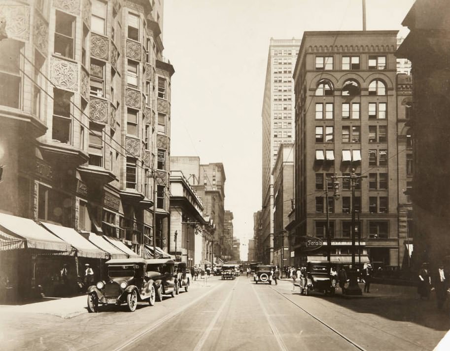 Locust Street in downtown St. Louis looking east from its intersection with 9th Street.