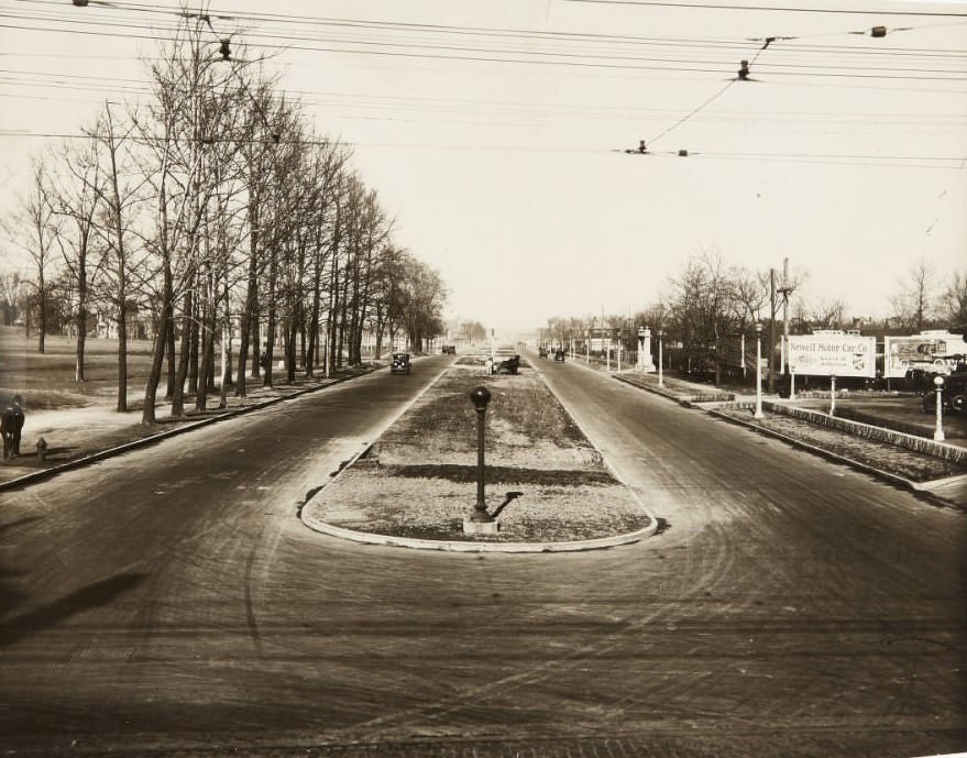 Kingshighway near its intersection with Easton Avenue in 1920, looking north. The street was renamed Dr. Martin Luther King Jr. Blvd. in 1972.