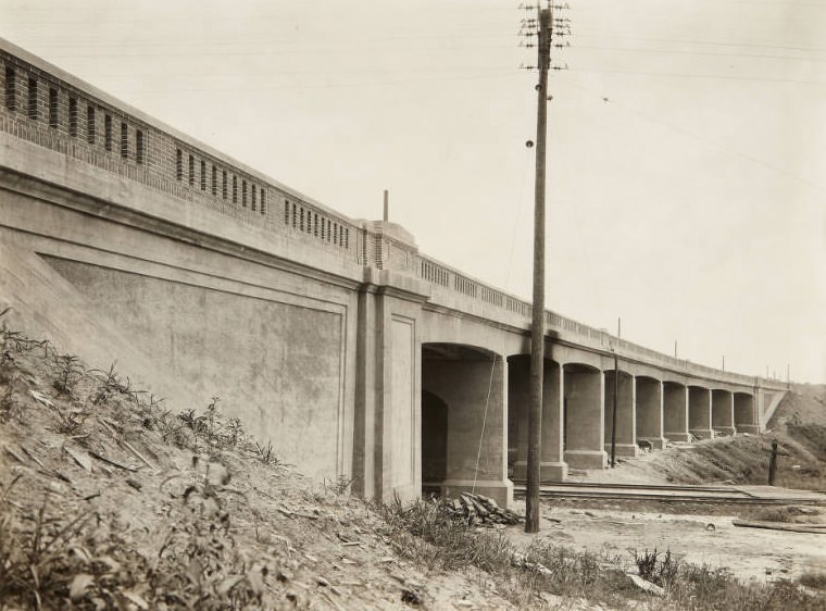 Penrose Park Bridge in North St. Louis, taken from below in 1920. The bridge is located just south of where Kingshighway Blvd.