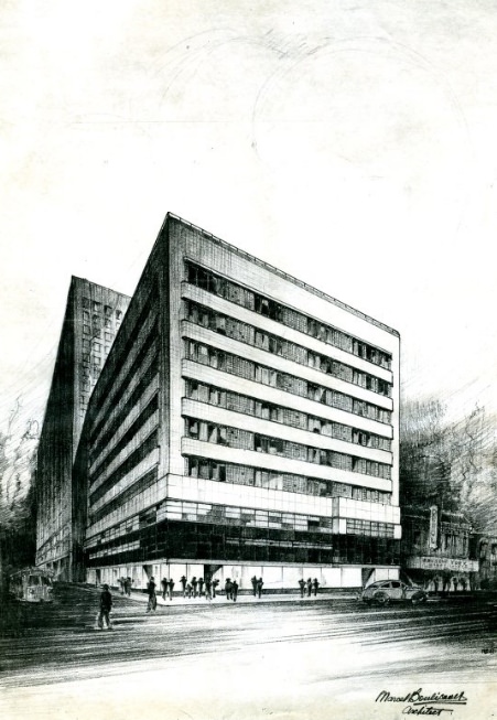A $750,000 Project,1940. At the left is a photograph of the building as it appears today, and at right is a sketch showing how it will appear after the work will appear after the work is completed.