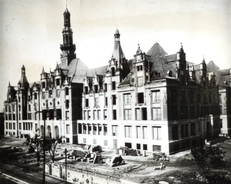 The City Hall,1949 during construction which was completed in 1895, was erected on a six-acre plot of ground the city had owned since 1840.