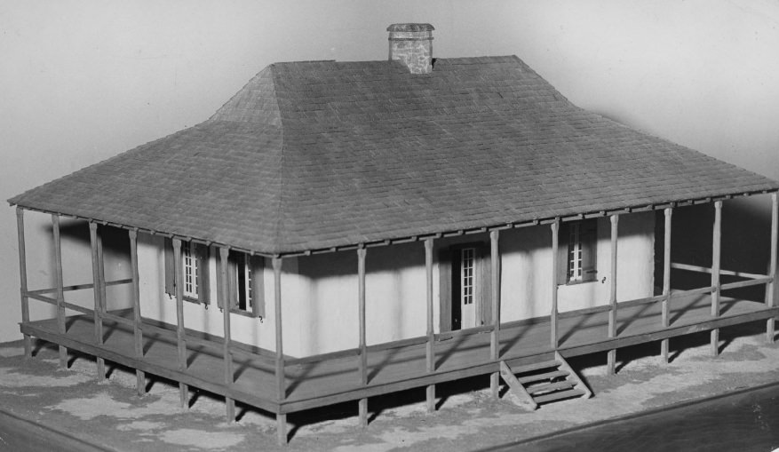 French fur-traders of the eighteenth century built houses similar to this along the river front, 1940