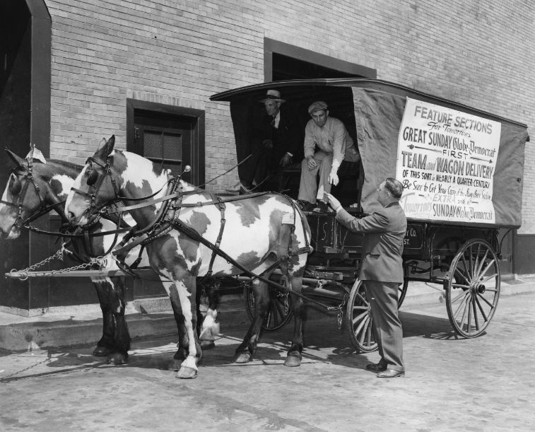 Horses Take Over Globe-Democrat Delivery, 1940