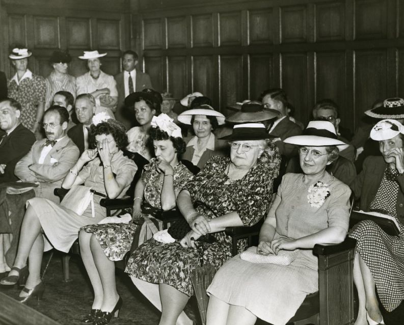 Crowd Attends Board of Education Meeting, 1942