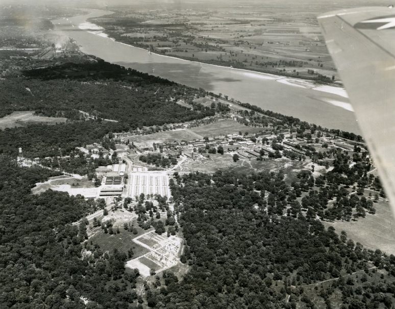 Aerial view of Jefferson Barracks, to be taken over by Air Corps, 1941.