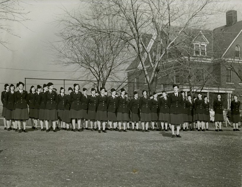 Army nurses reviewing a garrison parade at Jefferson Barracks, 1942.