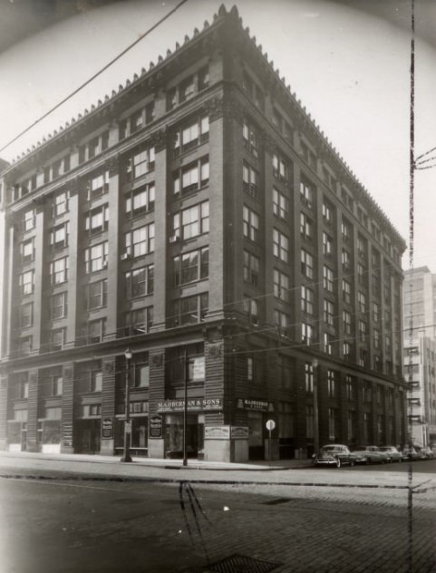 Garment District Building, at the southeast corner of Thirteenth street and Washington avenue, figured in a trade last week, 1955