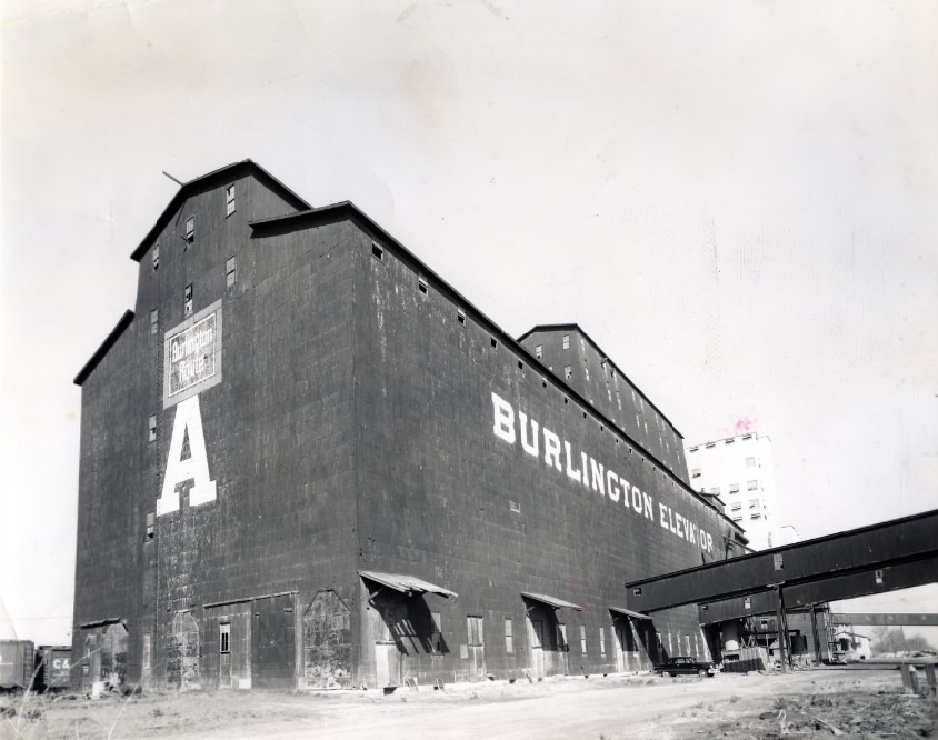Demolition of the Burlington Grain Elevator, 1953