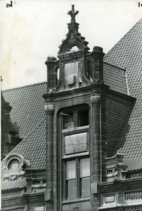 Close up view of the City Hall Building's window, 1955