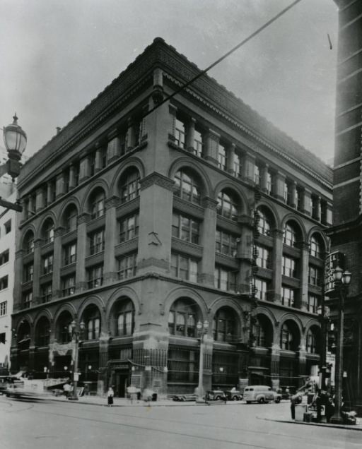 First National Bank's building at Broard and Locust street looked before remodeling began, 1956
