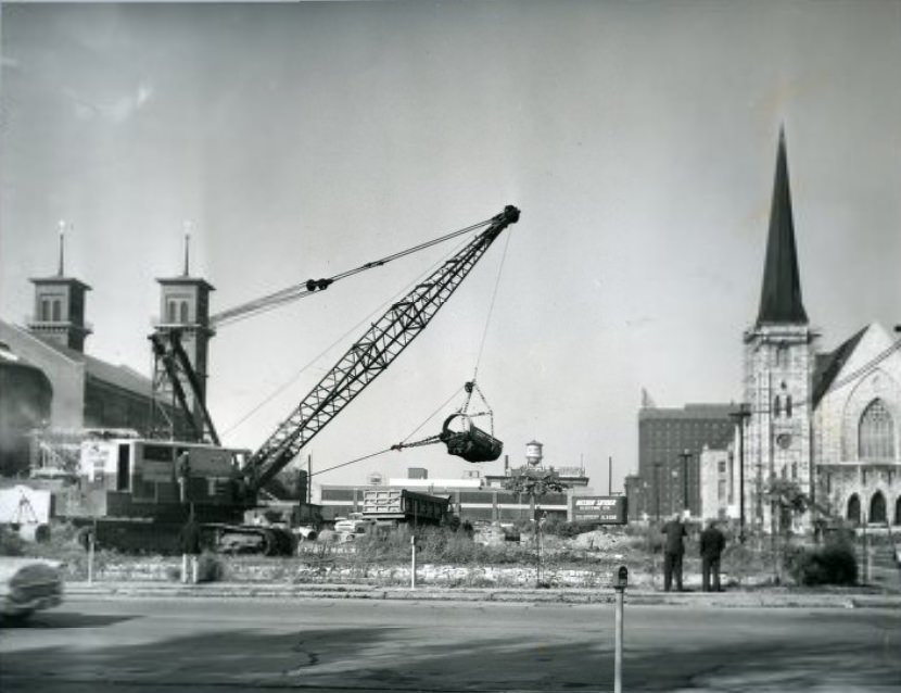 Plaza Apartments - Construction begins, 1950