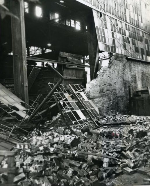 Collapsed Wall at Controlled Casting Company foundry, 1952