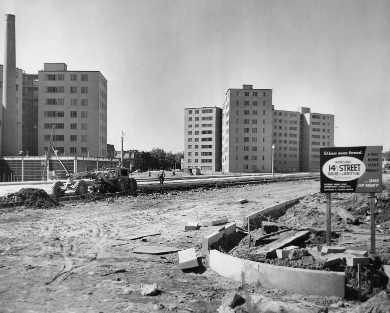 Work on the construction of 14th street, 1956