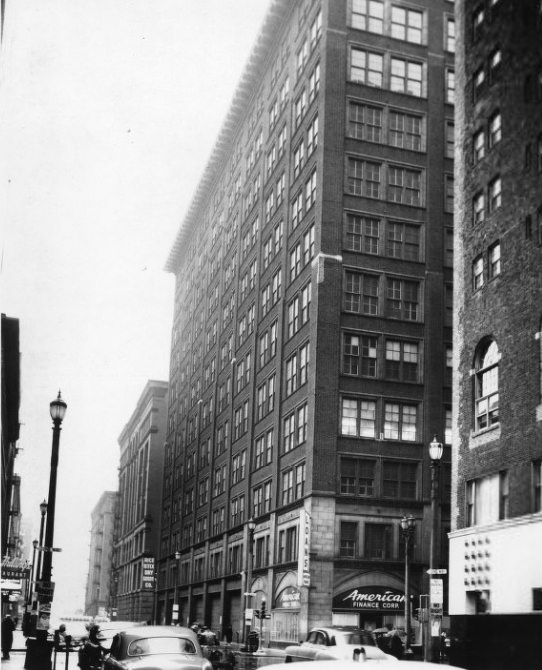 Building at 11th & Locust looking north on 11th, 1958