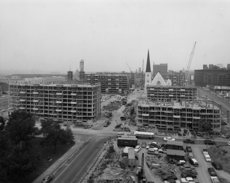 Plaza Apartments - Under construction, 1959