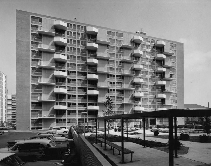 Plaza Apartments - Patio-court, 1960