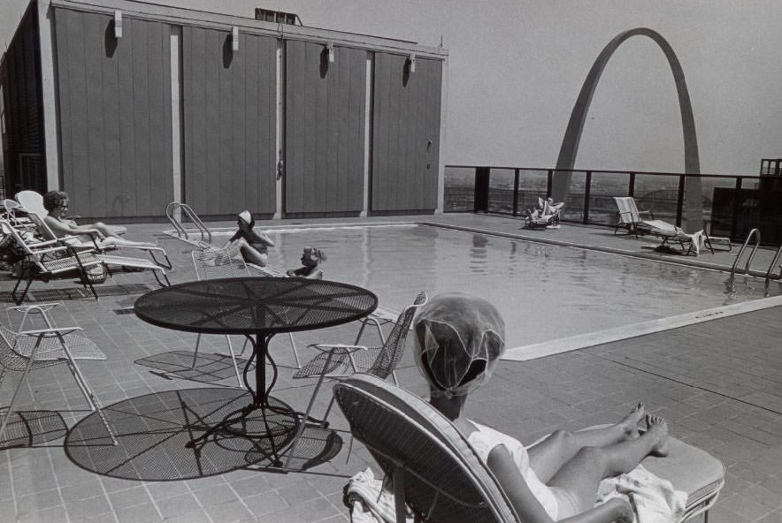 Residents Sit Poolside at the Mansion House Apartments, 1967