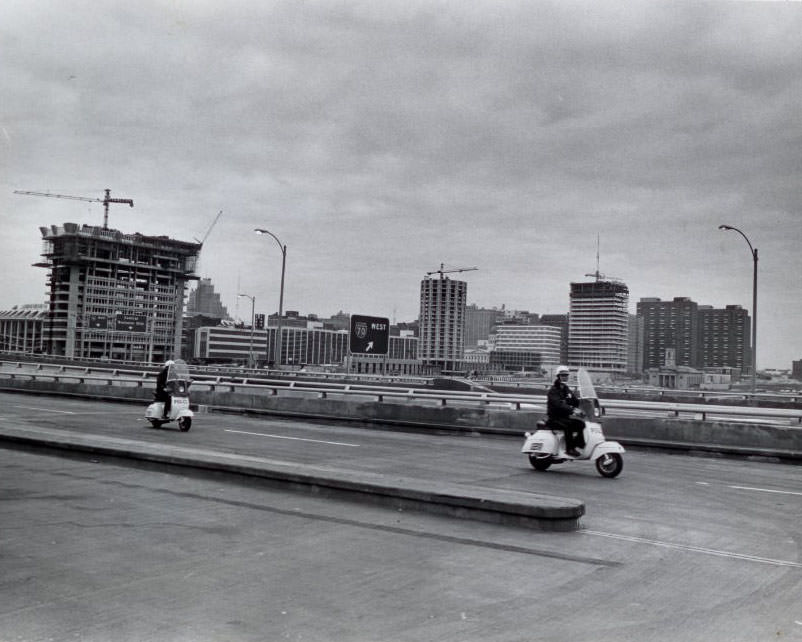 Police Escort on the Poplar Street Bridge, 1967