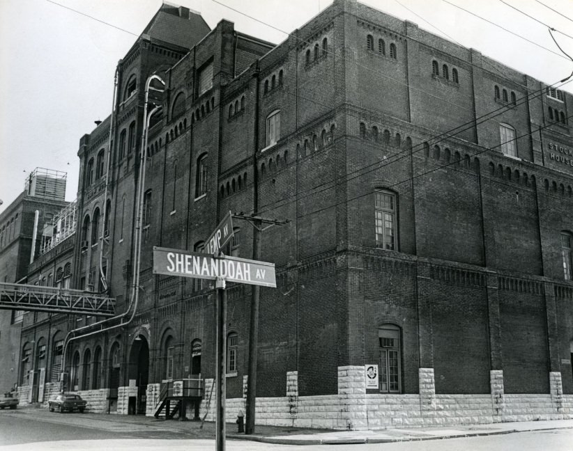The Falstaff Brewery building, at Lemp and Shenandoah avenues, has been the site of brewing for 127 years, 1977